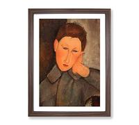 Boy By Amedeo Modigliani Classic Painting Framed Print | A4 Walnut Framed Wall Art | Ready to Hang | Classic Historical Picture | Living Room Bedroom Lounge Office