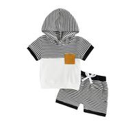 Boy Clothes Childrens Comfortable and Breathable Set Boys Simple Short Sleeved Two Piece Set Boy Clothes (2-3 Years) Black