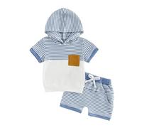 Boy Clothes Childrens Comfortable and Breathable Set Boys Simple Short Sleeved Two Piece Set Boy Clothes (Blue, 12-18 Months)