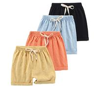 Boy Cotton Shorts Comfort Casual Summer Lightweight Short 4Pcs Black/Light Blue/Orange/Yellow 150/7-8Y
