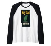 Boy Dad Raising Wild Ones Funny Parenting Humor Raglan Baseball Tee