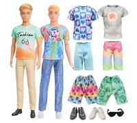 Boy Doll Clothes and Accessories Compatible with Ken Doll Clothes, Including 4 Tops 6 Trousers 2 Pairs of Shoes 1 Sunglasses for Kids Boys Girls Party Gift