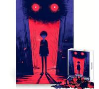 Boy Facing Shadow Monster for Adults 1000 Piece Puzzle Brain Agility Mind Calming Fun Uniform Cut Memorable Gift (38X26CM)