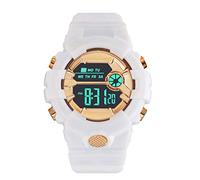 Boy Fashion Men's Watch LCD Sport Wrist Stopwatch Rubber Digital Date Men's Watch Inexpensive Watches for Women (White, One Size)
