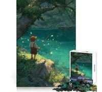 Boy Fishing by A Magical Lake Adults 1000 Piece Jigsaw Puzzle Memory Ability Soft Distraction Secure Join Festive Surprise (38X26CM)