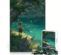 Boy Fishing by A Magical Lake Puzzles for Teenagers 1000 Pieces Mind Power Easy Relaxation Uniform Edges Thoughtful Gift (50X75CM)