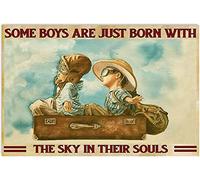 Boy Flying Dream Poster Metal Tin Sign,Some Boys are Just Born with The Sky in Their Souls Suitable for Home Garage Bar Sign Cafe Farm Country Kitchen Retro Wall Home Decor 8X12 Inches