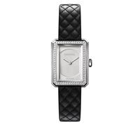Chanel Boy-Friend Diamond Ladies' Black Leather Strap Watch
