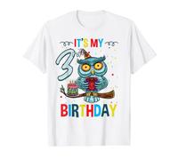Boy Girl 3 Years Old Its My 3rd Birthday Owl Birthday Value Graphic T-Shirt, Men, White, XL