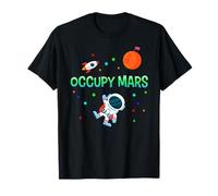 Boy Girl Astronaut Space Age Planet Rocket Ship Occupy Mars T-Shirt