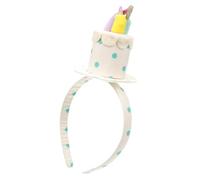 Boy Girl Birthday Headpiece Velvet Plush White Headband Party Decor | Three Dimensional Hat Shape, Lightweight Comfortable Wear, for Girls Photos and Costume Parties