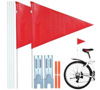Boy Girl Cycling Safety Flag Set with Adjustable Pole for Balance Bikes | Red and Green Colors, Flexible Glass Fibre Shaft, 2 Sets with Connectors and Fasteners