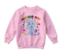 Boy Girl Number Day Ideas Jumper Sweatshirt Cute Elephant Colorful Numbers #ND 5-6 Years Light Pink