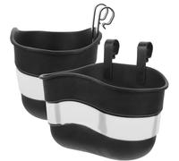 Boy Girl Scooter Basket 2pcs Black Plastic with 2 Hooks for Boy Girl | Easy Install Strap Set, Shake-resistant Handlebar Storage for Tricycles, Errand Runs, Back to School Decorations Random Color