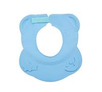 Boy Girl Silicone Shampoo Bath Hat with Ear Protectors Blue Cartoon | Adjustable Reusable Design, Protects Eyes and Ears, for Haircuts and Outdoor Sunshade Use
