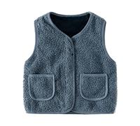Boy Girls Sleeveless Jacket Full Zipper Soft Sherpa Fleece Vest with Pocket Solid Color Cute Teddy Coat for Toddler Kids Fall Winter Waistcoat Outerwear