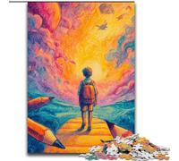 Boy Going to School 1000 Piece Jigsaw Puzzle for Adults Teens, Educational Stress Relief Toy for Is Ideal As A Gift for The Whole Family (50x75cm)