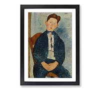 Boy in A Striped Sweater by Amedeo Modigliani Framed Print | A2 Black Framed Wall Art | Ready to Hang | Modern Nature Picture | Living Room Bedroom Lounge Office