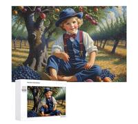 Boy in Orchard with Fruit Hobby Jigsaw Puzzle for Adults, 1000 PCS, An Engaging Indoor Activity for Quiet Evenings, for Creative Downtime