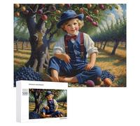 Boy in Orchard with Fruit Themed Jigsaw Puzzle for Adults, 500 PCS
