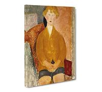 Boy In Short Pants By Amedeo Modigliani By Amedeo Modigliani Canvas Print | Gallery Wrapped 30mm Frame Wall Art | 20x14 inches | Ready to Hang | Classic People Picture | Living Room Lounge Office