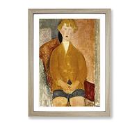 Boy In Short Pants By Amedeo Modigliani By Amedeo Modigliani Classic Painting Framed Print | A2 Oak Framed Wall Art | Ready to Hang | Classic Historical Picture | Living Room Bedroom Lounge Office