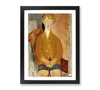 Boy In Short Pants By Amedeo Modigliani By Amedeo Modigliani Classic Painting Framed Print | A4 Black Framed Wall Art | Ready to Hang | Classic Historical Picture | Living Room Bedroom Lounge Office