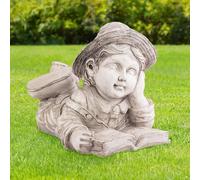 Boy Laying and Reading Garden Ornaments Outdoor Marco Paul Stone One Size