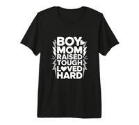 Boy Mom Raised Tough Loved Hard Lightning Premium T-Shirt