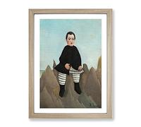 Boy On The Rocks 1963.10.63 By Henri Rousseau Classic Painting Framed Wall Art Print, Ready to Hang Picture for Living Room Bedroom Home Office Décor, Oak A3 (34 x 46 cm)