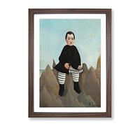 Boy On The Rocks 1963.10.63 By Henri Rousseau Classic Painting Framed Wall Art Print, Ready to Hang Picture for Living Room Bedroom Home Office Décor, Walnut A2 (64 x 46 cm)