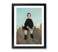Boy On The Rocks 1963.10.63 By Henri Rousseau Classic Painting Framed Wall Art Print, Ready to Hang Picture for Living Room Bedroom Home Office Décor, Black A2 (64 x 46 cm)