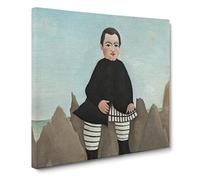 Boy On The Rocks by Henri Rousseau No.1 Canvas Print | Gallery Wrapped 30mm Frame Wall Art | 14x14 inches | Ready to Hang | Classic People Picture | Living Room Bedroom Lounge Office