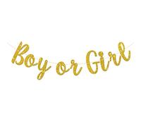 Boy Or Girl Banner Gender Reveal Party Hung Bunting Pregnancy Announcement Gold Glitter Decorations Supplies
