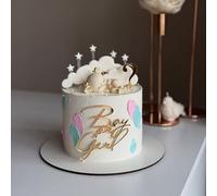 Boy or Girl Cake Topper, Acrylic Gender Reveal Cake Decorations Sign for Boy Girl Gender Reveal Baby Shower Party Supplies (GOLD BOG)