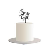 Boy or Girl Cake Topper, Acrylic Gender Reveal Cake Decorations Sign for Boy Girl Gender Reveal Baby Shower Party Supplies (BLACK)