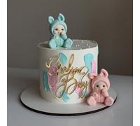 Boy or Girl Cake Topper, Acrylic Gender Reveal Cake Decorations Sign for Boy Girl Gender Reveal Baby Shower Party Supplies (GOLD GOB)