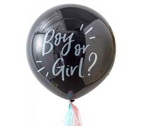 Boy or Girl Giant Gender Reveal Baby Shower Confetti Balloon Decoration Black, 36 Inch
