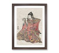 Boy Playing The Flute By Torii Kiyonaga Asian Japanese Framed Print | A2 Walnut Framed Wall Art | Ready to Hang | Asian Nature Picture | Living Room Bedroom Lounge Office