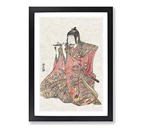 Boy Playing The Flute by Torii Kiyonaga Framed Print | A2 Black Framed Wall Art | Ready to Hang | Modern Nature Picture | Living Room Bedroom Lounge Office