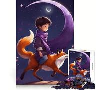 Boy Riding A Fox Under Moonlight for Adults 1000 Piece Jigsaw Puzzle Thought Skill Slow Leisure Accurate Edges Perfect Present (38x26cm)