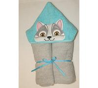 Boy’s 3D Kitty Cat Personalised Handmade 100% Soft Cotton Terry Towelling Toddler Sized Hooded Bath Towel. (4-5)