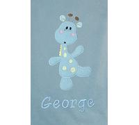 Boy’s Personalised Applique Baby Giraffe Super Soft Fleece Blanket. (Blue)