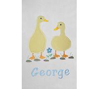 Boy’s Personalised Applique Cute Ducks Super Soft Fleece Blanket. (White)