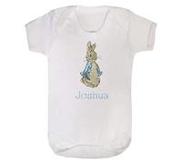 Boy’s Peter The Rabbit Personalised Vest Bodysuit. (White) (12-18 Months)