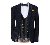 Boy’s Polka Dot Suit Slim Fit Navy Blue 3 Piece Set Special Occasion Birthday Wedding Dinner Prom Party Sizes 15 Years UK