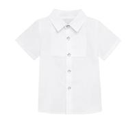 Boy School Shirts White Short Sleeve Boys Short Sleeve Dress Shirt Classic Button Down Shirt Non Iron Uniform Shirts Regular Fit Formal Tops Lapel Collar Child Tops Half Sleeves Top with Striped