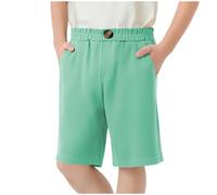 Boy School Shorts 2-15Y Pull Up Regular Fit Lightweight School Wear Smocked High Waisted Uniform Chinos Pants 2025 Bottoms Trouser Fall Winter Clothes Mint Green 13 Years