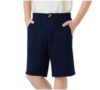 Boy School Shorts 2-15Y Pull Up Regular Fit Lightweight School Wear Smocked High Waisted Uniform Chinos Pants 2025 Bottoms Trouser Fall Winter Clothes Navy 13 Years