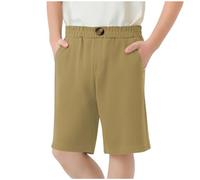 Boy School Shorts 2-15Y Pull Up Regular Fit Lightweight School Wear Smocked High Waisted Uniform Chinos Pants 2025 Bottoms Trouser Fall Winter Clothes Khaki 9 Years